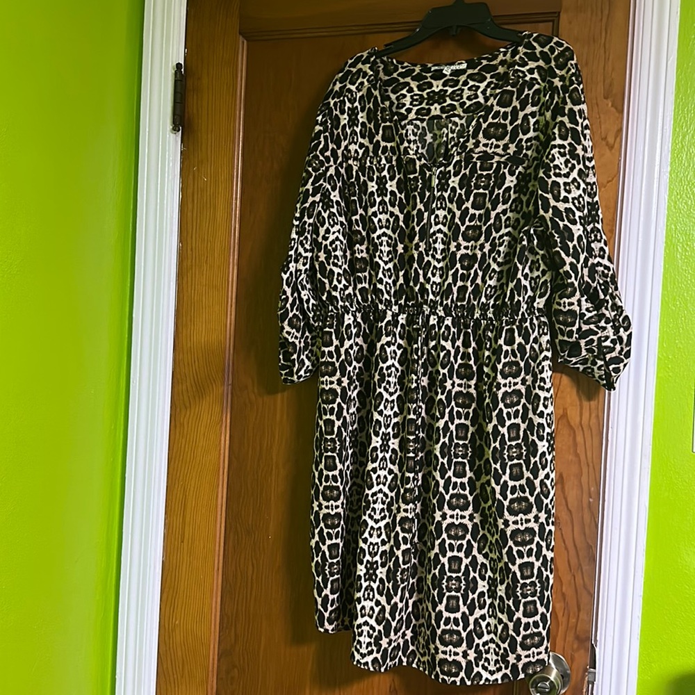 Speed Control New York long sleeve dress, cheetah print